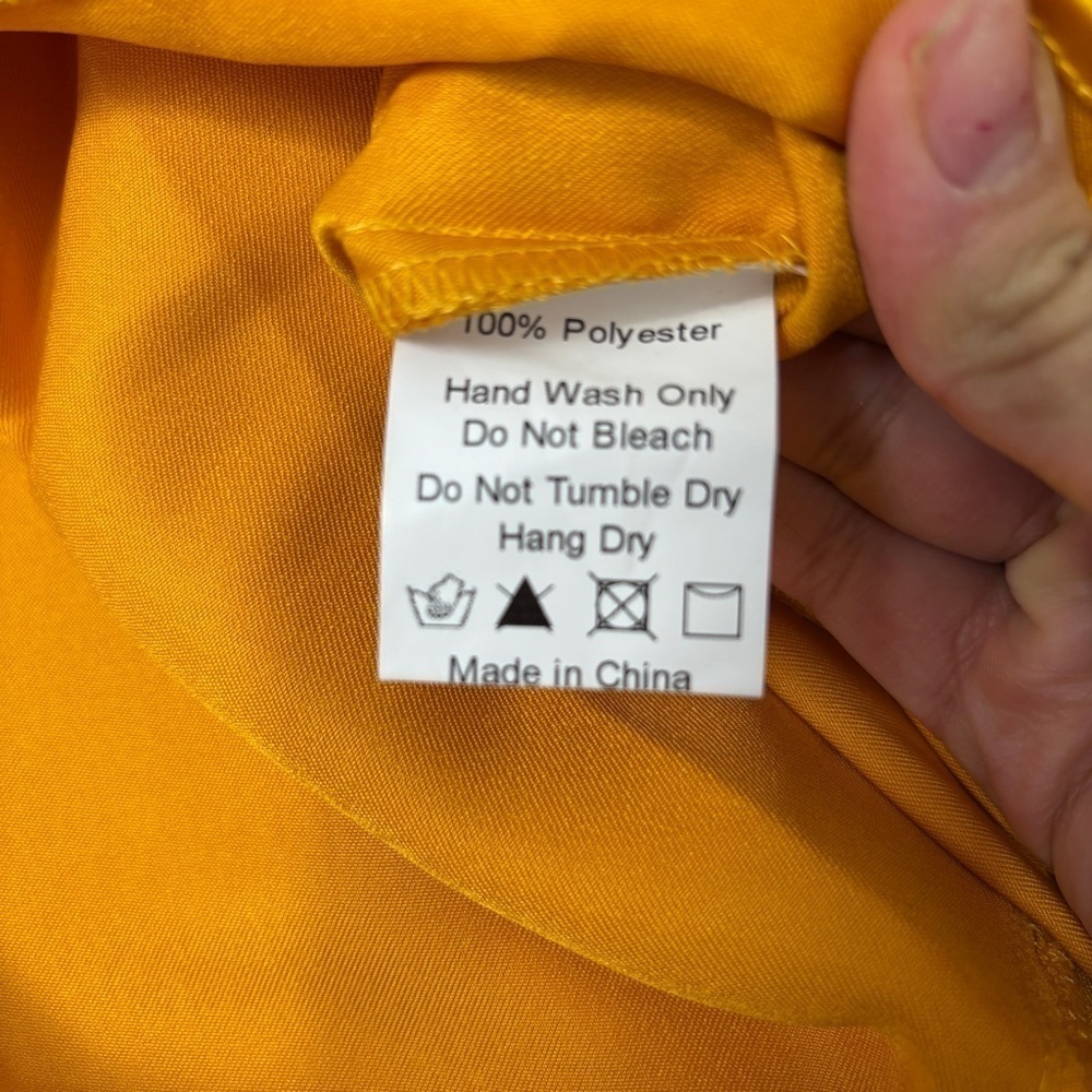 NWT Yellow Gown Satin Dress Maxi Long Sleeve Sexy Wedding Guest Formal Size S - Picture 12 of 16